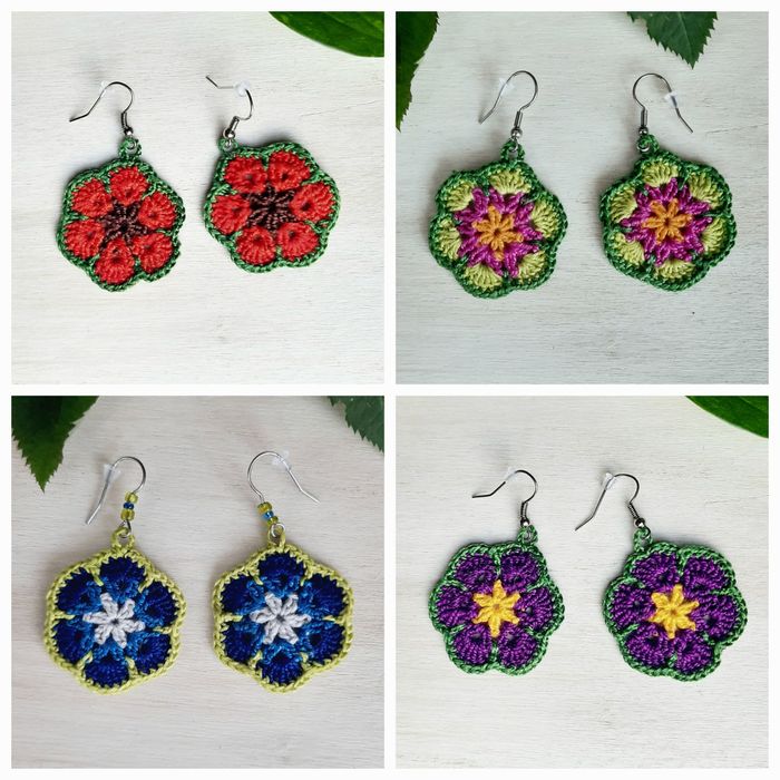 Kolczyki kwiatki, rękodzieło DNk