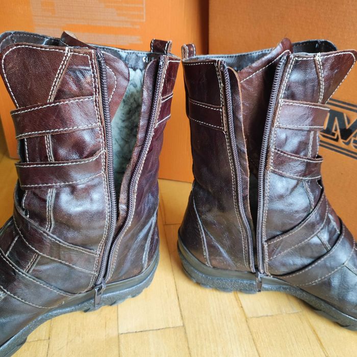 Buty botki brązowe nr 39 skórzane PIMO