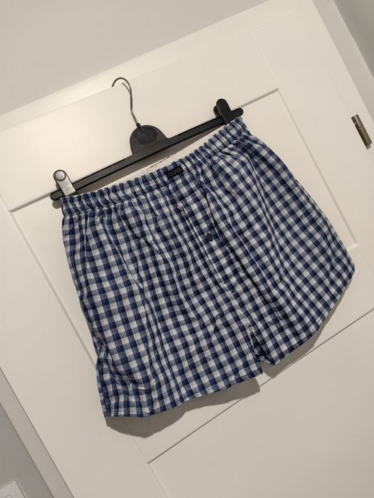 Majtki bokserki męskie w kratkę dłuższa długa nogawka XS