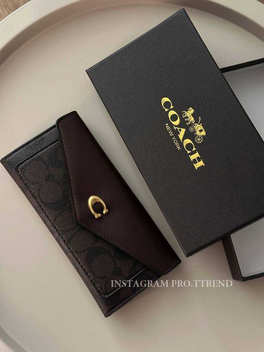 Женский кошелек Coach, женский коричневый кошелек Coach