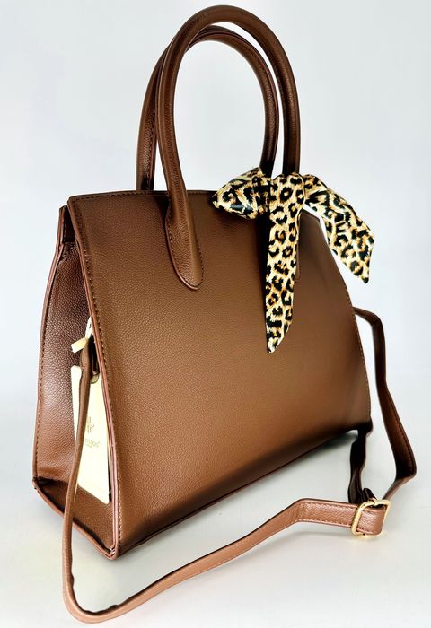 Nowa torebka a4 shopperka brązowa chusta