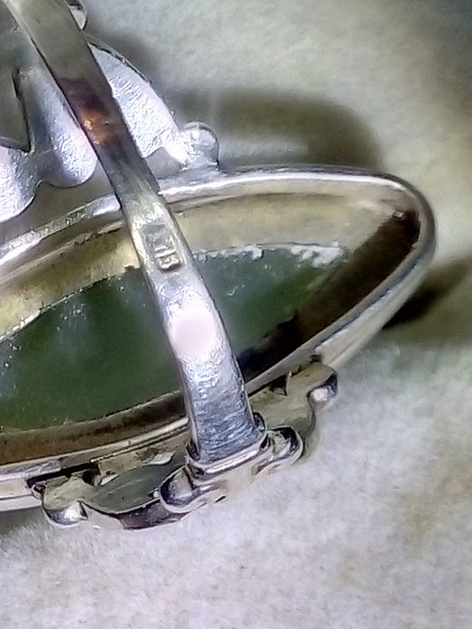 серебряное кольцо 875 нефрит