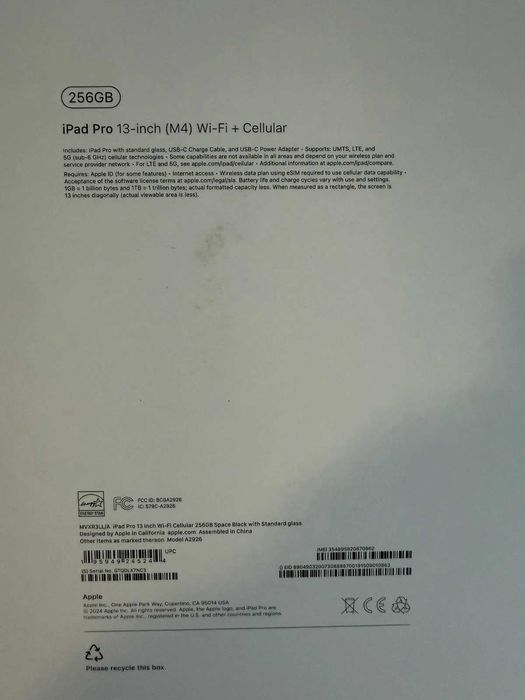 Apple iPad Pro 13" 2024 M4 256GB WiFi + Cellular A2926