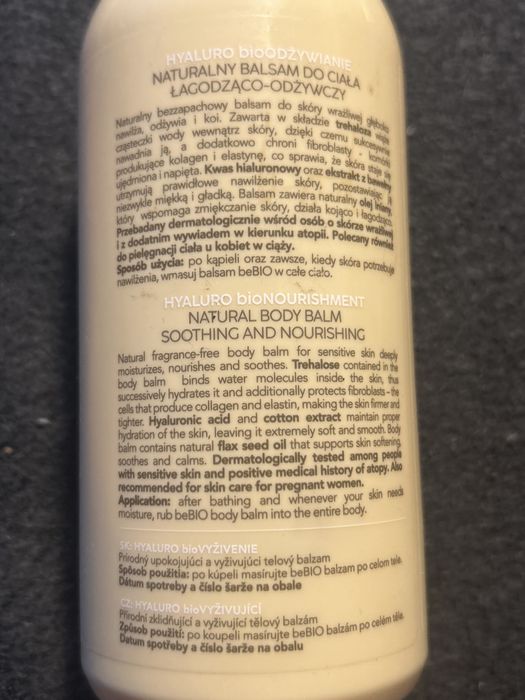 Be BIO nocne serum eksfoliujące do ciała; BeBIO balsam do ciała