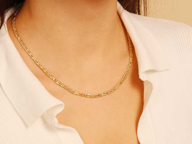 Złoty łańcuszek wzór tygrysie oko pr585