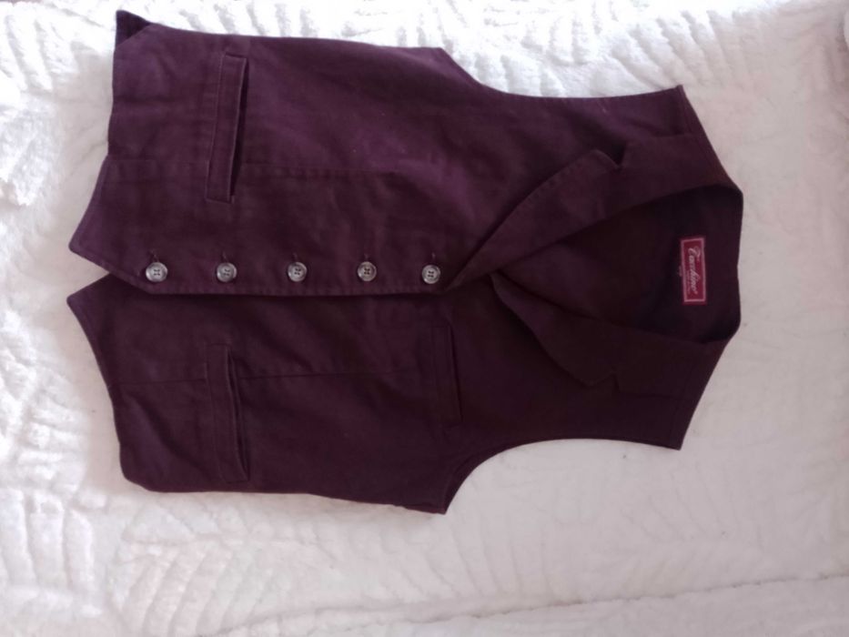 (38/40) (M/L) Bordowa, włoska Kamizelka dżinsowa z Londynu