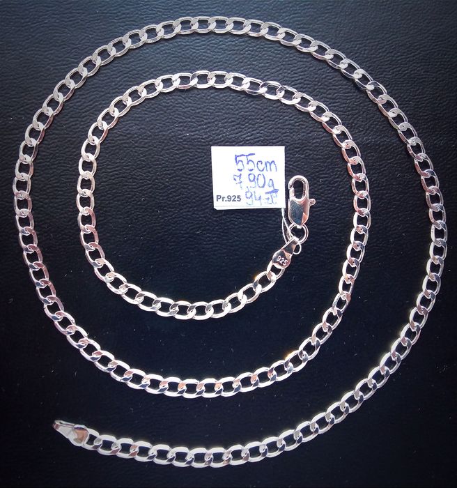 925 Posrebrzany jak Srebro Srebrny Łańcuszek Naszyjnik Pancerka 55cm