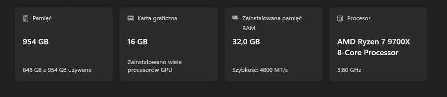 Komputer Gamingowy RX7800XT RYZEN7 9700X Całe Stanowisko