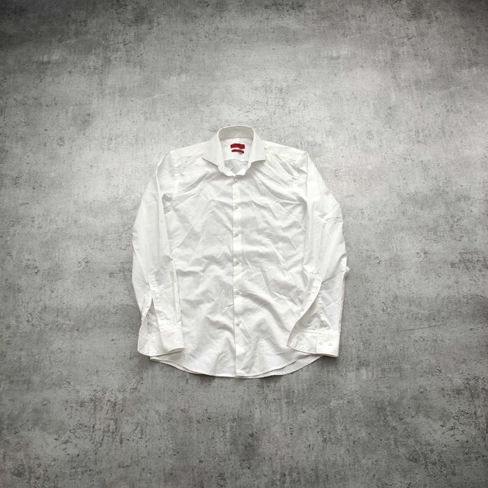 MĘSKA Koszula Elegancka Biała PREMIUM Garnitur Hugo Boss Klasyczna