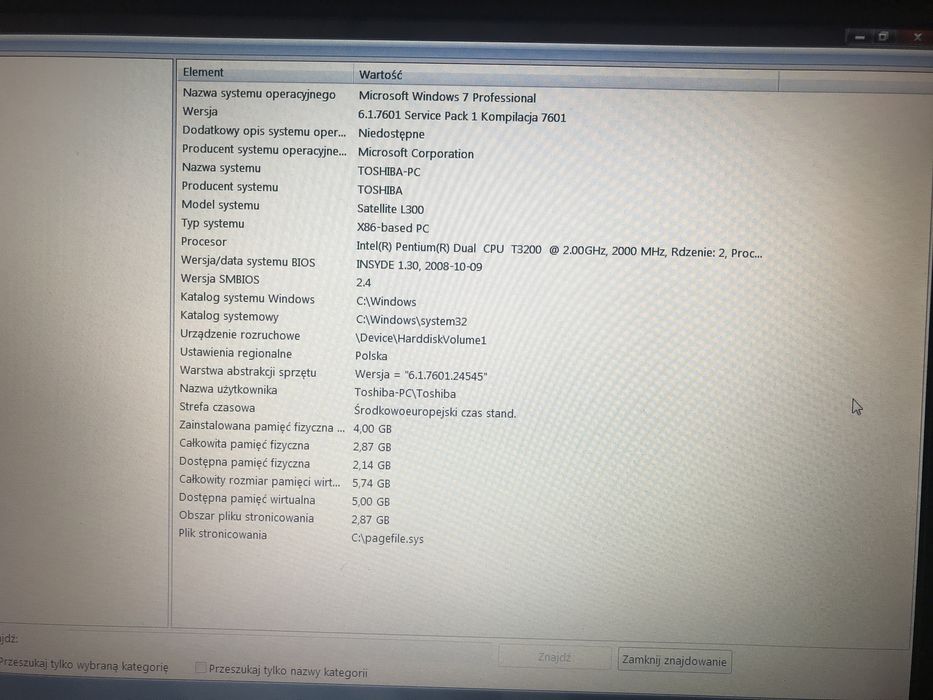 Laptop Toshiba intel Pentium coreDuo