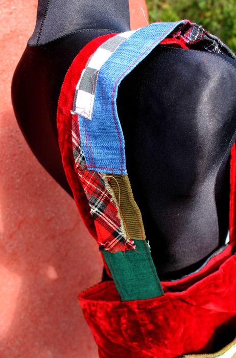 Torebka ręcznie uszyta patchwork welur czerwona