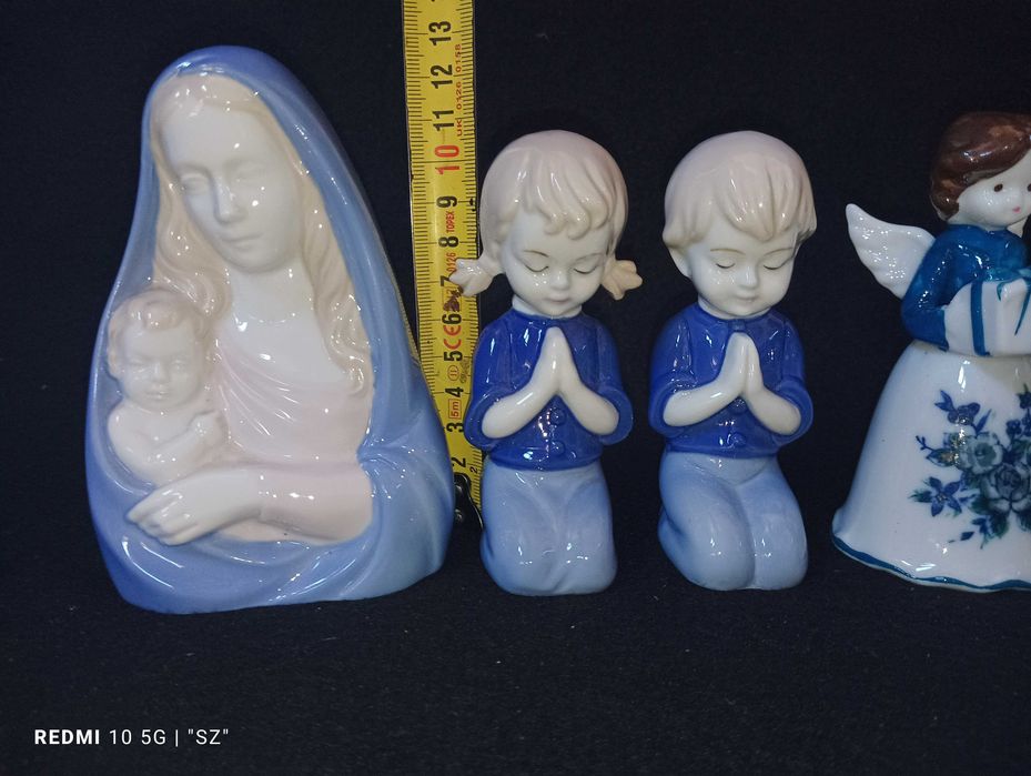 Anioły - Maryja - dzieci - piękne figurki porcelanowe - 5 sztuk - (0,62 kg)