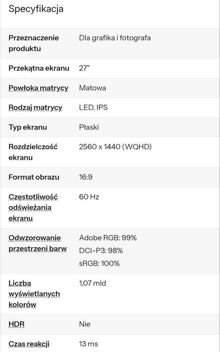 Monitor fotograficzny Eizo CG2730 z wbudowanym kalibratorem