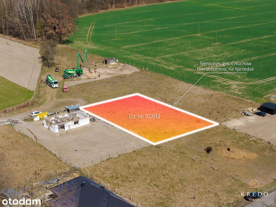 Działka budowlana 1266 m² – Sieroczyn k. Człuchowa