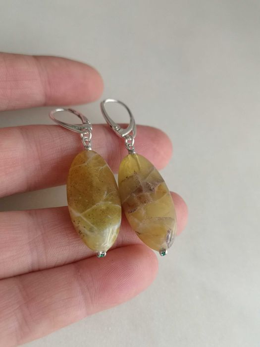 kolczyki z opalem listki