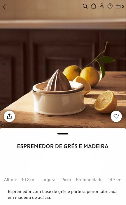 Espremedor De Grés E Madeira Zara Home NOVO