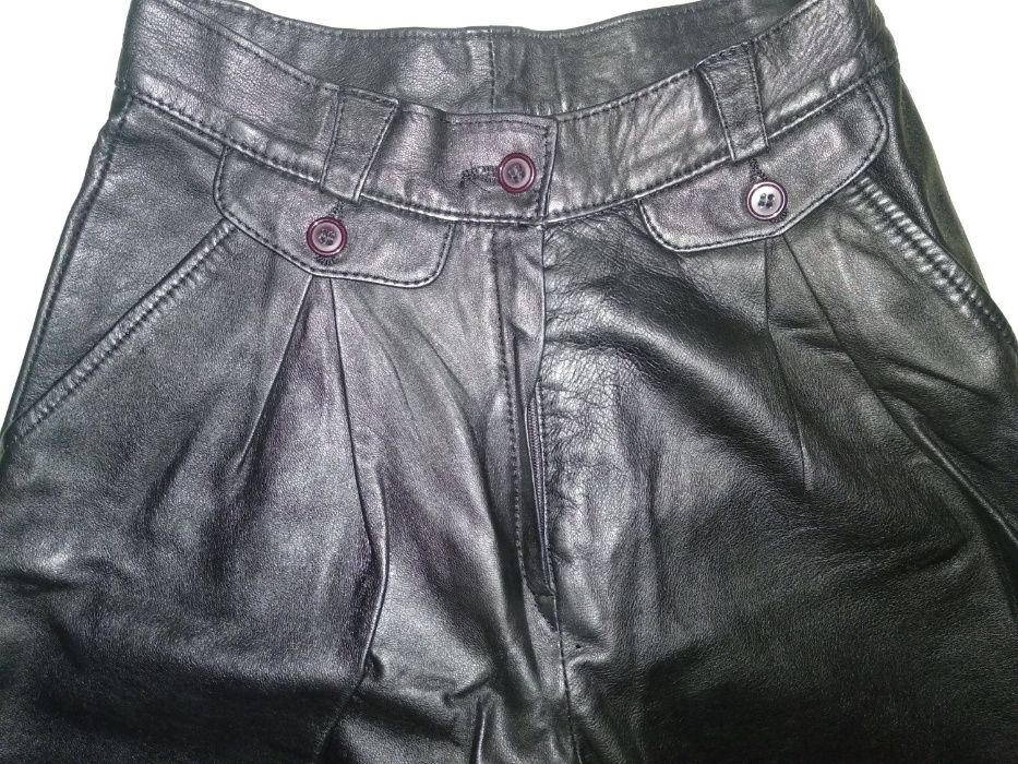 кожа gigi pary leather Italy штаны высокая посадка