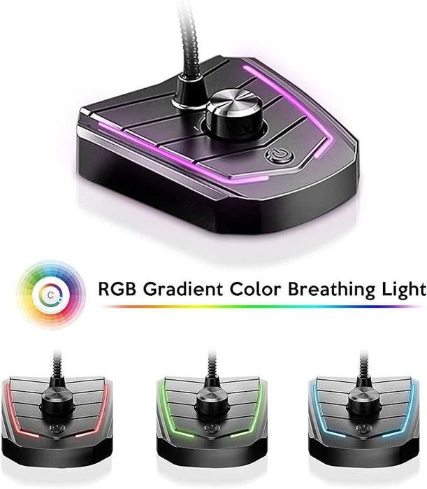 Mikrofon do podcastów gier do PC/laptopa/PS4 LED USB wejście słuch 3,5