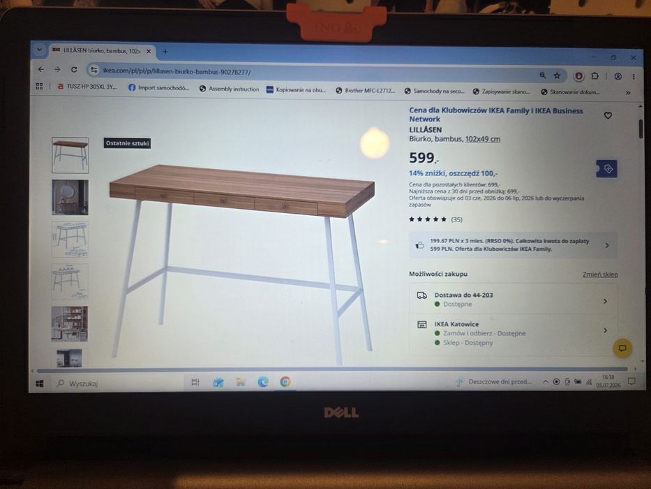 Biurko lillasen ikea