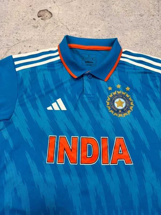 Niebieska koszulka sportowa Adidas India Cricket - Size S