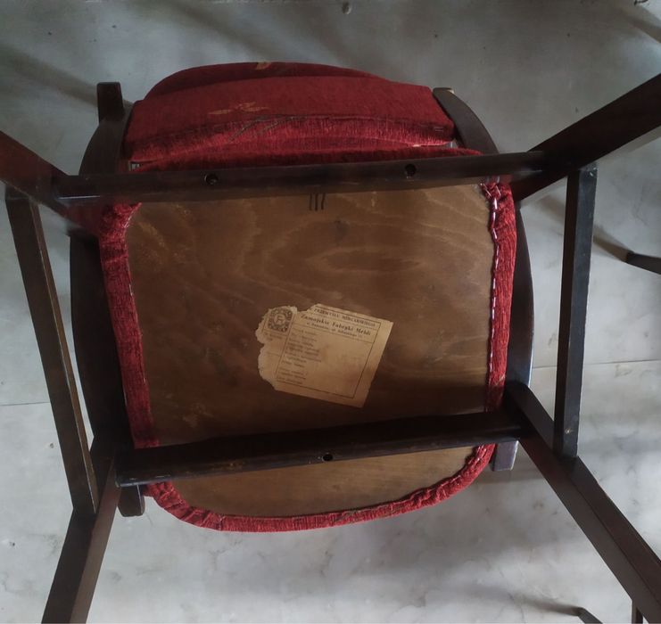 Komplet fotel drewniany krzeslo drewniane PRL skoczek zamojskie