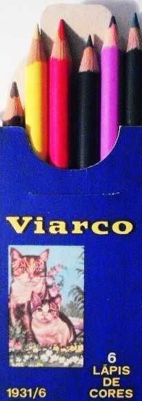 Viarco - 1 caixa de lápis ANTIGA com 6 cores