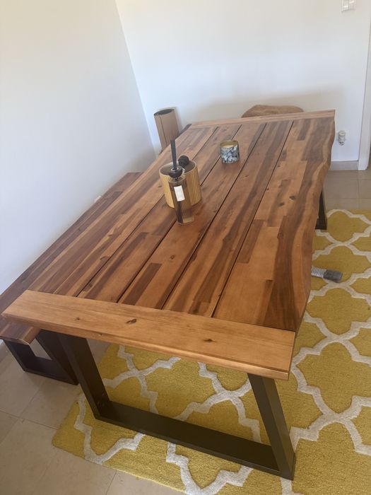 Mesa jantar madeira mais banco