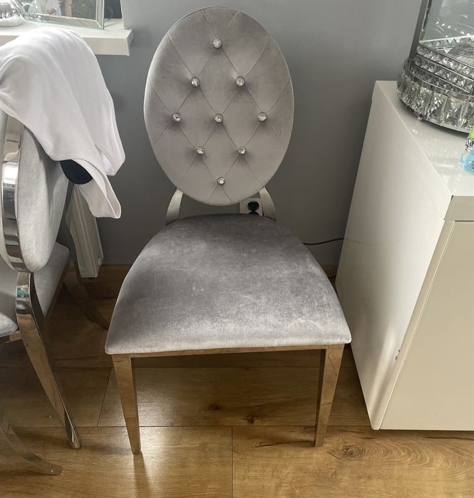 Krzesło glamour ludwik szare chrome