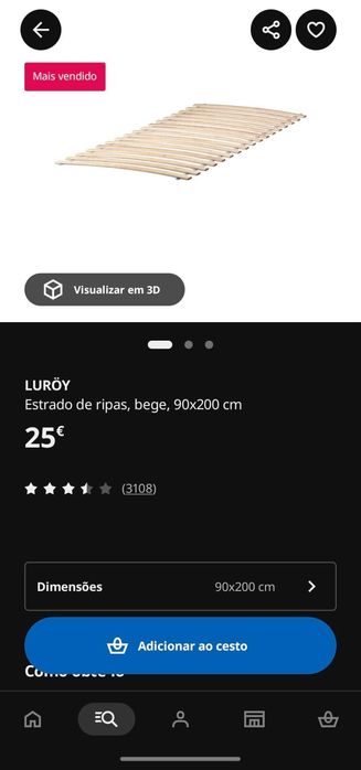 Estrado IKEA 90*200 Novo