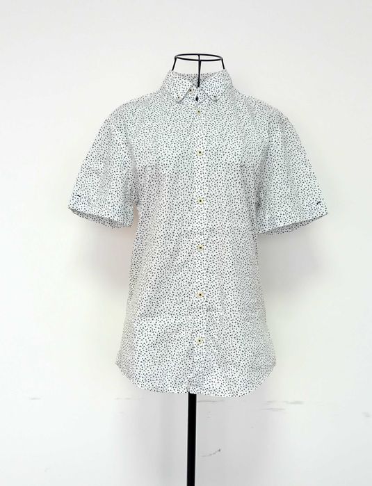 Camisa manga curta - branca com desenhos - S slim fit - Zara