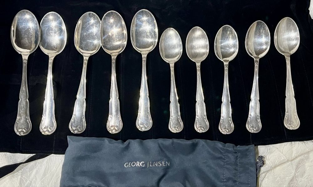 Łyżki vintage posrebrzane Prima 5 większych i 5 średnich w woreczku