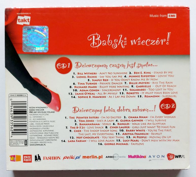 Babski Wieczór 2CD 2007r Adam Cohen Roxette Tom Jones M People Cher