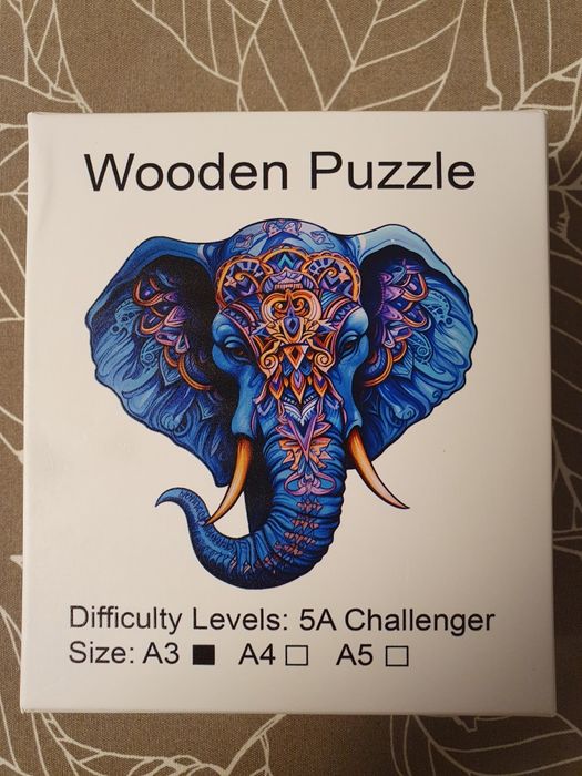 Drewniane puzzle A3 słoń indyjski