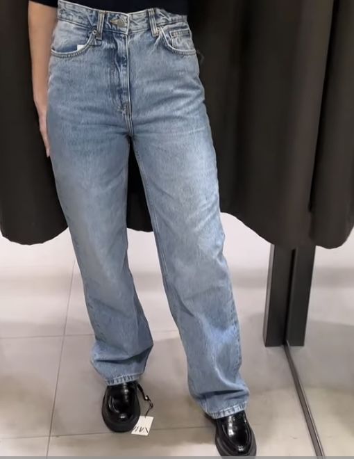 Блакитні сині жіночі прямі джинси zara висока посадка нові