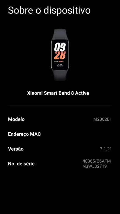 Relógio inteligente Xiaomi Smart band 8 active