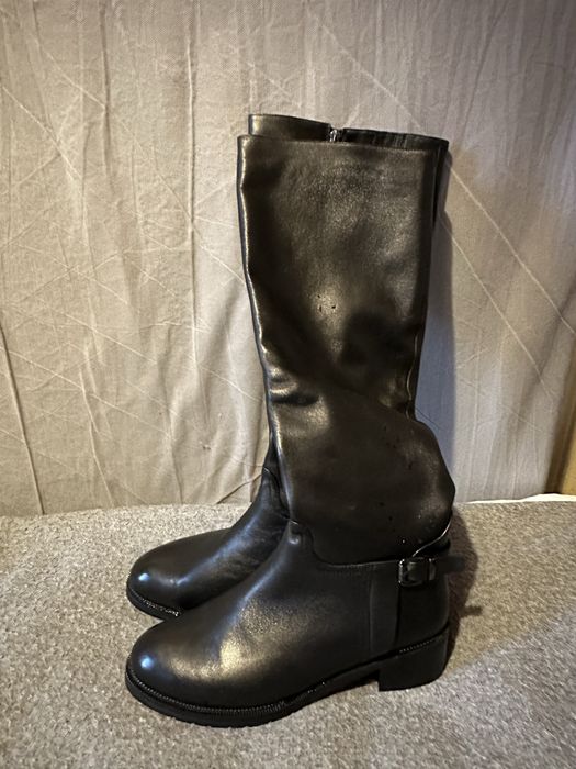 Сапоги женские, кожаные, зима, большой размер