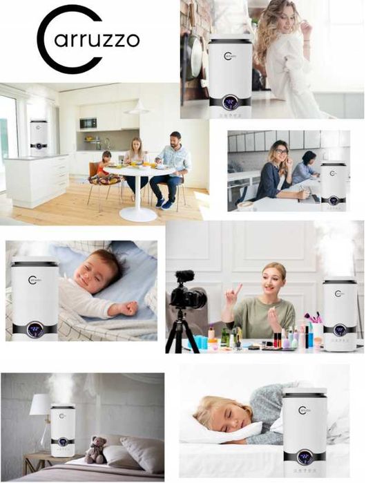 Nawilżacz Powietrza Automatyczny + Aromaterapia 3w1 + 12 Olejków Filtr