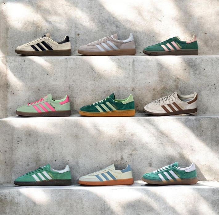 р36-45 Кросівки Adidas Spezial Handball Black White Beige Red Green