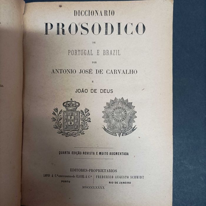 Diccionario Prosodico, Antonio José de Carvalho e João de Deus – ano 1890 –