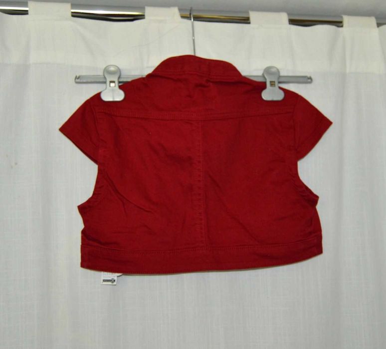 czerwone bolerko jeansowe ćwiekami S nity alternative rock goth denim