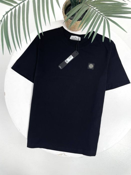Футболка Stone Island чоловіча біла та чорна