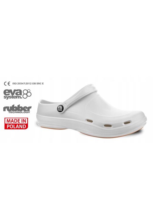 FitClog  Lekkie Klapki Buty medyczne 44 białe