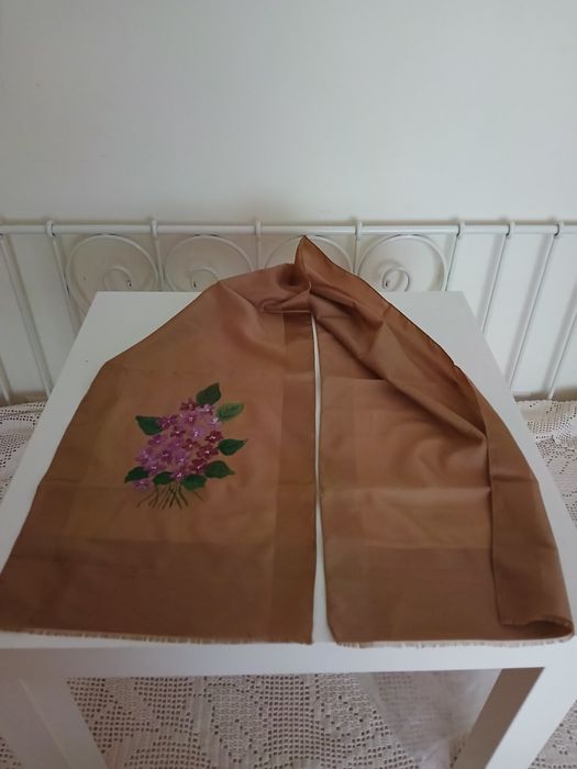 Écharpe pintada à mão, vintage