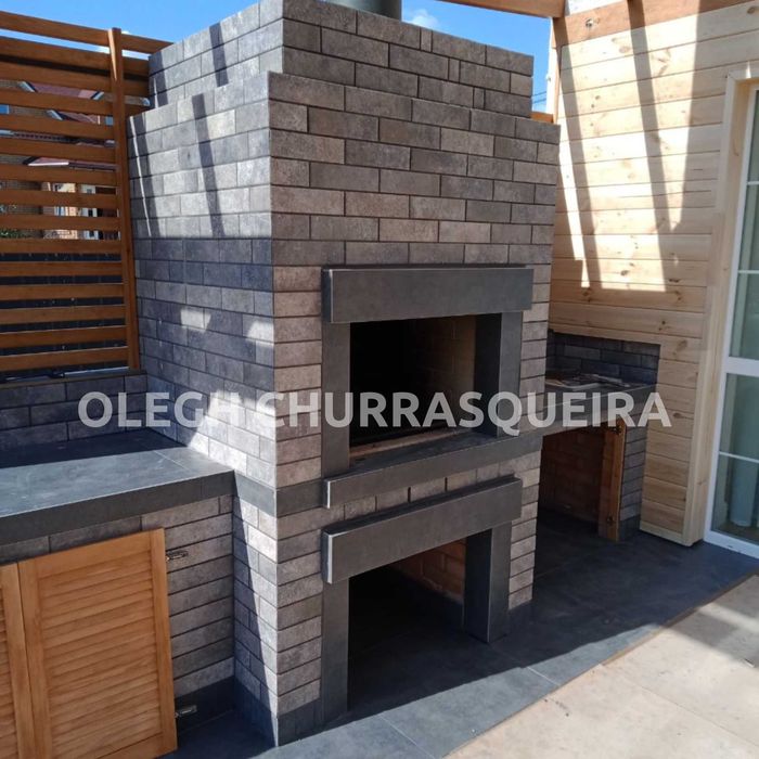 Churrasqueira, forno de pizza, fogão a lenha - construção manual