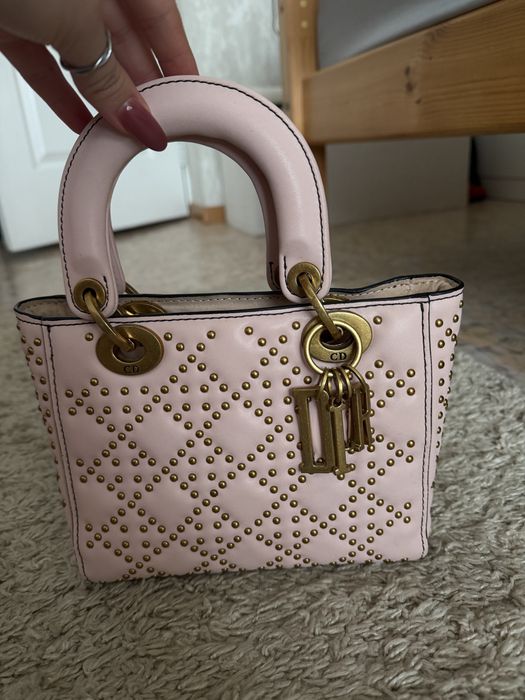 Christian Dior vintage Pre-Owned  Small Lambskin Cannage Studded Supple Lady Dior satchel