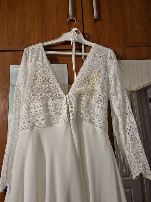 Sukienka ślubna boho 48-50 IDEALNA DLA NISKICH KOBIET