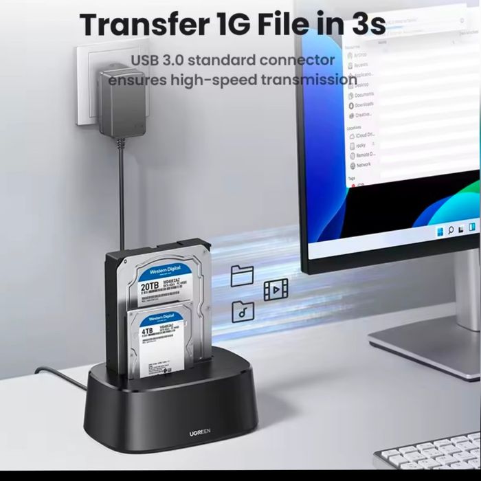 Док-станція UGREEN для жорстких дисків 2.5"/3.5" нова