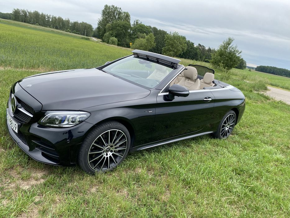 Mercedes Benz Klasa C Mercedes C400 Cabrio Polift 2019 rok modelowy bezwypadkowy pakiet AMG kamery 360,burmester, led,4X4