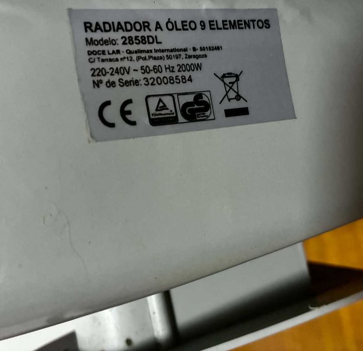 Radiador a óleo 9 elementos 2000W