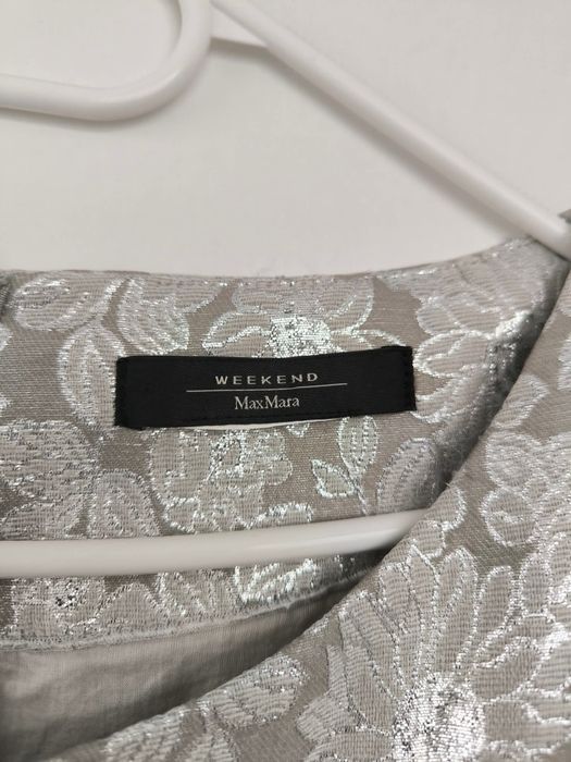 Elegancka sukienka Max Mara srebrna szara  M/L